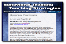 Behavioral Training and Teaching Strategies